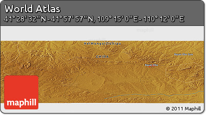 Physical Panoramic Map of the Area around 41° 43' 14" N, 109° 43' 29" E