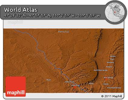 Physical 3D Map of the Area around 41° 43' 14" N, 109° 34' 29" W