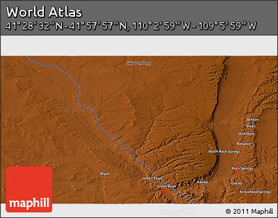 Physical 3D Map of the Area around 41° 43' 14" N, 109° 34' 29" W