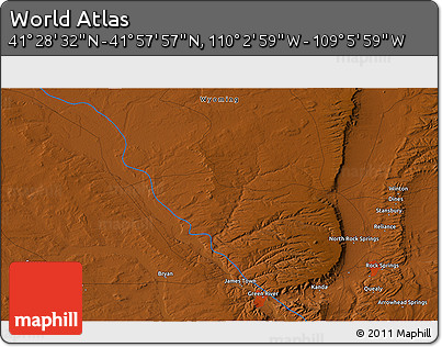 Physical 3D Map of the Area around 41° 43' 14" N, 109° 34' 29" W