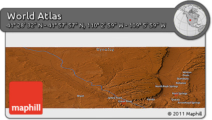 Physical Panoramic Map of the Area around 41° 43' 14" N, 109° 34' 29" W