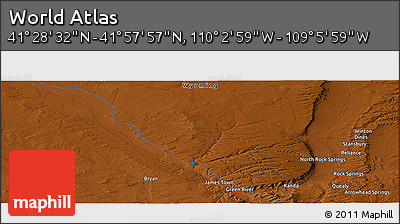 Physical Panoramic Map of the Area around 41° 43' 14" N, 109° 34' 29" W