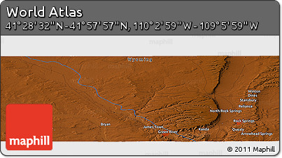Physical Panoramic Map of the Area around 41° 43' 14" N, 109° 34' 29" W