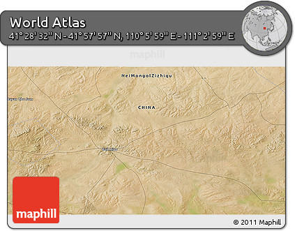 Satellite 3D Map of the Area around 41° 43' 14" N, 110° 34' 29" E