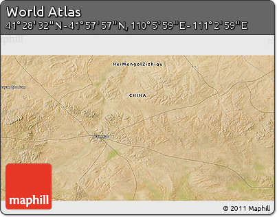 Satellite 3D Map of the Area around 41° 43' 14" N, 110° 34' 29" E