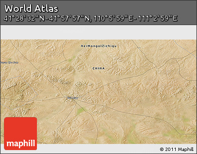 Satellite 3D Map of the Area around 41° 43' 14" N, 110° 34' 29" E