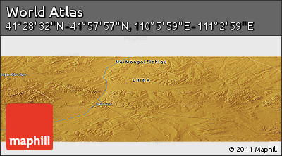 Physical Panoramic Map of the Area around 41° 43' 14" N, 110° 34' 29" E