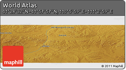 Physical Panoramic Map of the Area around 41° 43' 14" N, 110° 34' 29" E