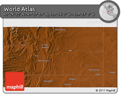 Physical 3D Map of the Area around 41° 43' 14" N, 110° 25' 30" W