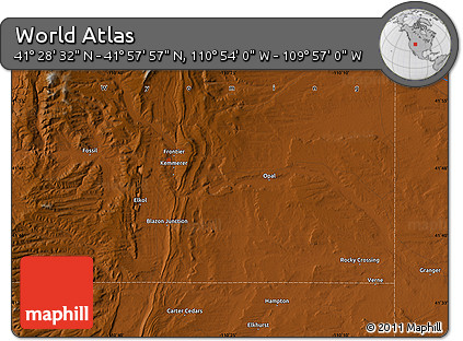 Physical Map of the Area around 41° 43' 14" N, 110° 25' 30" W