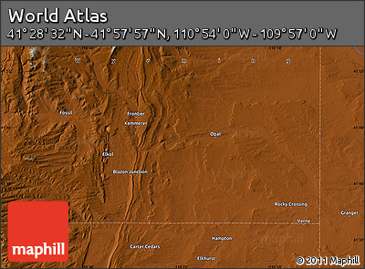 Physical Map of the Area around 41° 43' 14" N, 110° 25' 30" W