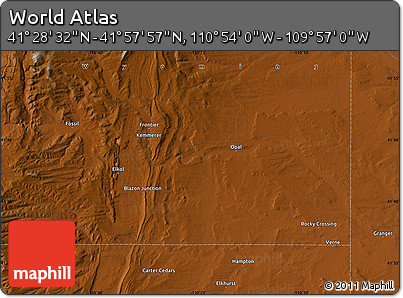 Physical Map of the Area around 41° 43' 14" N, 110° 25' 30" W