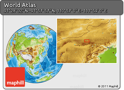 Physical Location Map of the Area around 41° 43' 14" N, 111° 25' 30" E