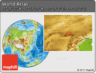 Physical Location Map of the Area around 41° 43' 14" N, 111° 25' 30" E