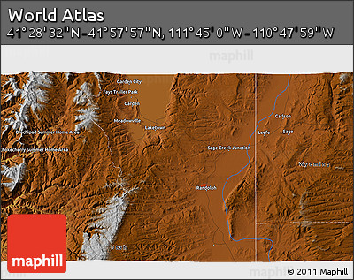 Physical 3D Map of the Area around 41° 43' 14" N, 111° 16' 30" W