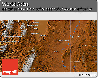 Physical 3D Map of the Area around 41° 43' 14" N, 111° 16' 30" W