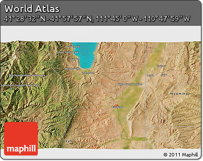 Satellite 3D Map of the Area around 41° 43' 14" N, 111° 16' 30" W