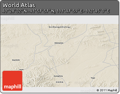 Shaded Relief 3D Map of the Area around 41° 43' 14" N, 112° 16' 30" E