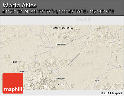 Shaded Relief 3D Map of the Area around 41° 43' 14" N, 112° 16' 30" E