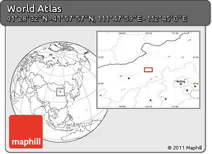 Blank Location Map of the Area around 41° 43' 14" N, 112° 16' 30" E