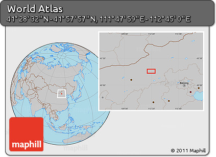 Gray Location Map of the Area around 41° 43' 14" N, 112° 16' 30" E