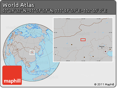 Gray Location Map of the Area around 41° 43' 14" N, 112° 16' 30" E