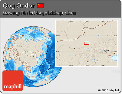 Shaded Relief Location Map of Qog Ondor