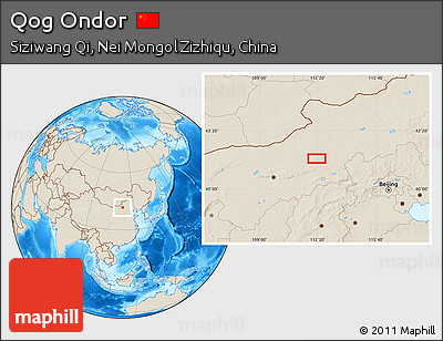 Shaded Relief Location Map of Qog Ondor