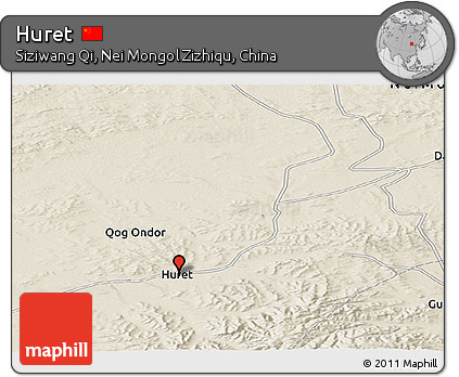 Shaded Relief Panoramic Map of Huret