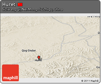 Shaded Relief Panoramic Map of Huret