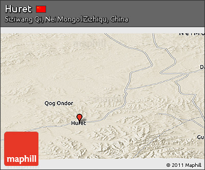 Shaded Relief Panoramic Map of Huret