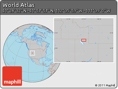 Gray Location Map of the Area around 41° 43' 14" N, 112° 7' 30" W