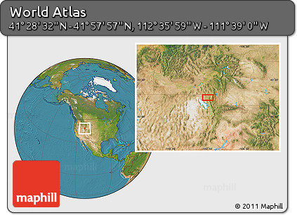 Satellite Location Map of the Area around 41° 43' 14" N, 112° 7' 30" W