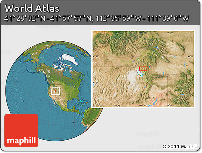Satellite Location Map of the Area around 41° 43' 14" N, 112° 7' 30" W