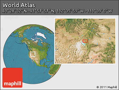 Satellite Location Map of the Area around 41° 43' 14" N, 112° 7' 30" W