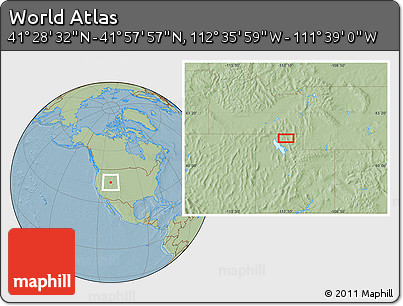Savanna Style Location Map of the Area around 41° 43' 14" N, 112° 7' 30" W, hill shading