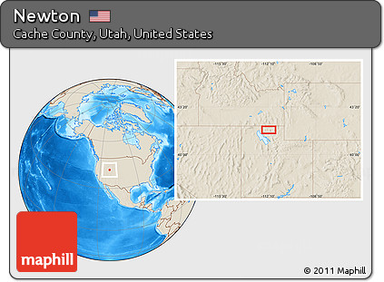Shaded Relief Location Map of Newton