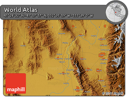 Physical Map of the Area around 41° 43' 14" N, 112° 7' 30" W