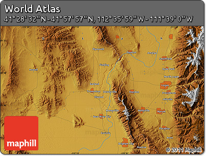 Physical Map of the Area around 41° 43' 14" N, 112° 7' 30" W