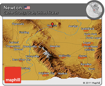 Physical Panoramic Map of Newton
