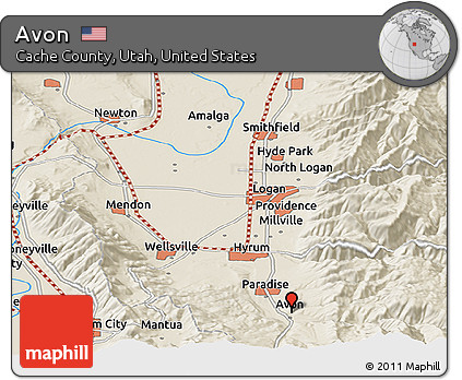 Shaded Relief Panoramic Map of Avon