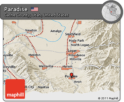 Shaded Relief Panoramic Map of Paradise