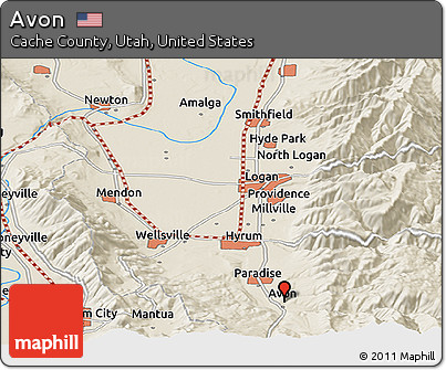 Shaded Relief Panoramic Map of Avon