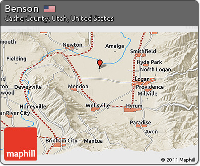 Shaded Relief Panoramic Map of Benson