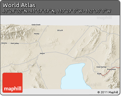 Shaded Relief 3D Map of the Area around 41° 43' 14" N, 112° 58' 29" W