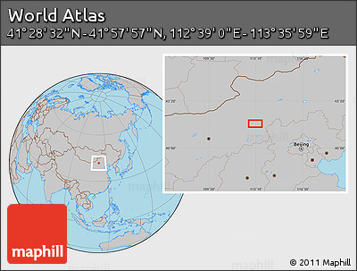 Gray Location Map of the Area around 41° 43' 14" N, 113° 7' 30" E