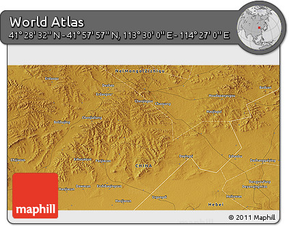 Physical 3D Map of the Area around 41° 43' 14" N, 113° 58' 29" E