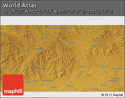 Physical 3D Map of the Area around 41° 43' 14" N, 113° 58' 29" E