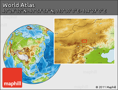 Physical Location Map of the Area around 41° 43' 14" N, 113° 58' 29" E