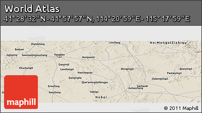Shaded Relief Panoramic Map of the Area around 41° 43' 14" N, 114° 49' 29" E